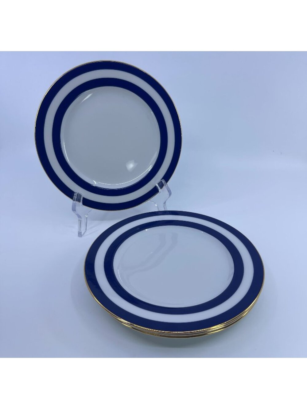 vintage ralph lauren "spectator cadet" bread plates set of 4 blue and white 1995
